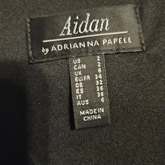 Aidan by Adrianna Papell Black Chiffon Feather Cocktail Dress Size 2 - Picture 9 of 11